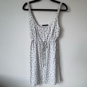 Brandy Melville White Sleeveless Dress with Blue Floral Print